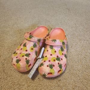 Pink pineapple crocs